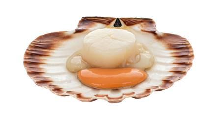 Fresh raw scallop seafood shellfish ocean cuisine gourmet delicacy healthy food delicious restaurant eating on transparent background