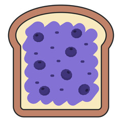 블루베리 잼 식빵 토스트 일러스트