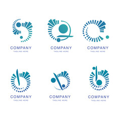 Fototapeta premium Vector set logos design template. Cercle et spirale abstraite symbole de rayonnement spécial business coaching