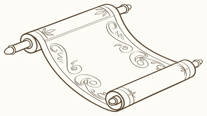 Illustration of an ornate scroll with decorative elements and rolled ends on a light background