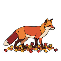 Fototapeta premium Fox on autumn leaves