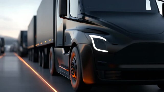 Autonomous electric trucks driving in platoon formation on highway