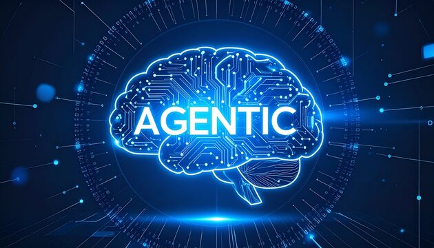 Futuristic glowing AI brain with neon blue circuits and holographic data streams on dark tech background, symbolizing intelligence, innovation, and advanced digital future. - Powered by Adobe