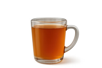 Steaming glass cup of tea isolated on transparent background