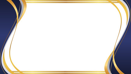 Elegant Gold and Blue Certificate Border with Flowing Lines