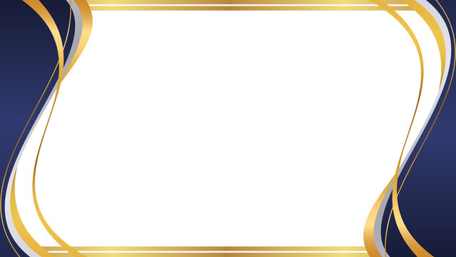 Elegant Gold and Blue Certificate Border with Flowing Lines