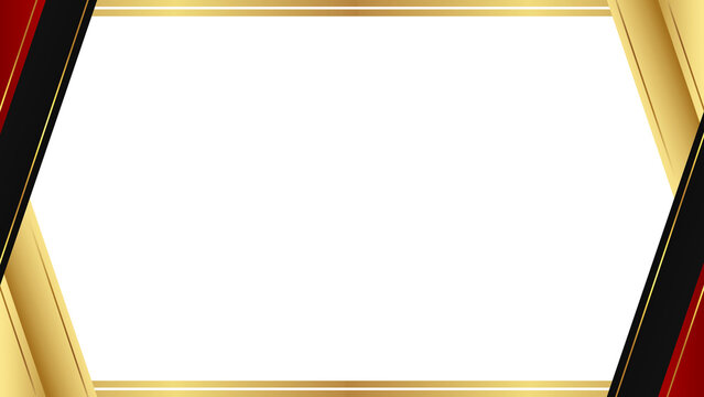 Modern Gold and Red Certificate Frame with Hexagon Design - Powered by Adobe