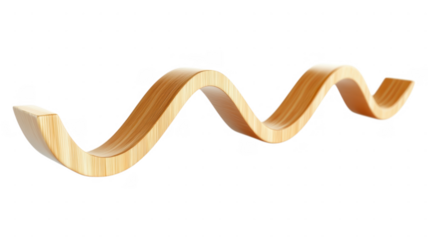 Bamboo wave-shaped display stand on a white background
