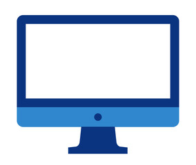 PC Monitor icon, on transparent background, flat line design, vector illustration