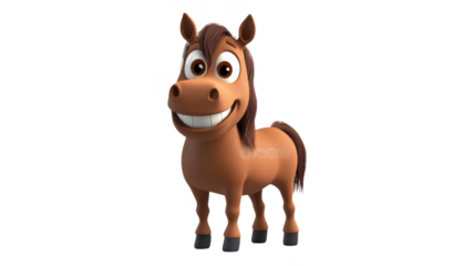 Friendly cartoon horse with a big smile in a cheerful animated style