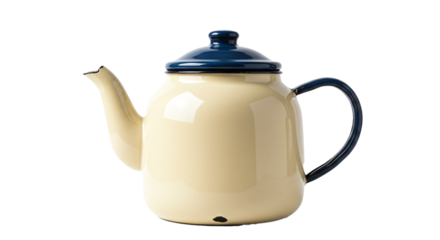 Vintage enamel teapot kettle kitchenware beverage container coffee tea maker drinkware appliance design on transparent background