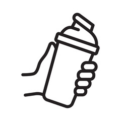 Shaker bottle icon in hand for supplement mixing and fitness drink preparation