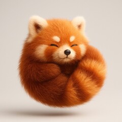 Obraz premium Adorable fluffy red panda illustration.