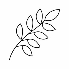 Neem Leaf Branch Outline &ndash; Ultra Clean Vector Line Art
