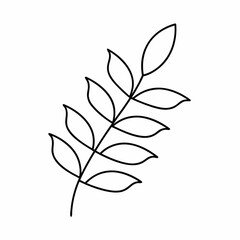 Neem Leaf Branch Outline – Ultra Clean Vector Line Art