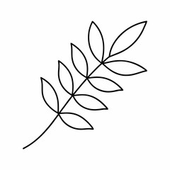 Neem Leaf Branch Outline – Ultra Clean Vector Line Art