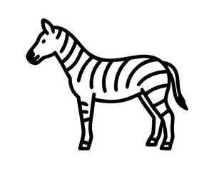 Fototapeta premium Simple Outline Illustration of a Zebra Standing Sideways with Black and White Stripes