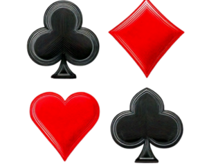 Stylized Playing Card Suits Collection, Modern Flat Vector Symbols, Isolated on Transparent Background PNG