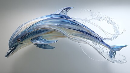 Dolphin sculpture isolated on white background