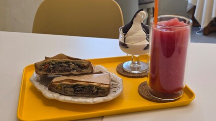 chocolate cake and coffee