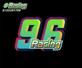 Racing effect number 96 Automotive and sports vector template