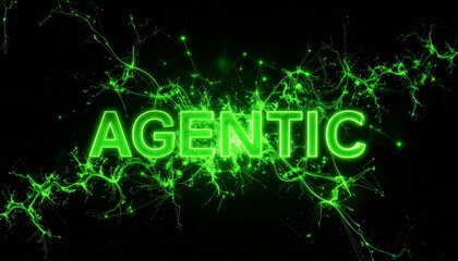 Obraz premium Green fractal AI system with glowing 