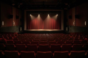 Vacant Seats in a Theater with Soft-Focused Stage Illumination