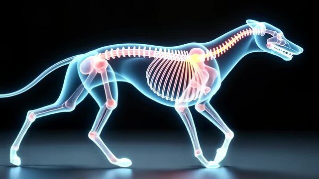 Dog anatomy, skeletal structure, muscle groups. Animal biology. Bones strengthen during regular exercise. Muscle repair enhances strength gain. Animal physiology supports sustained health.</code><br>