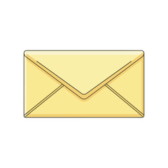 A classic yellow postal envelope with black outlines, depicted in a clean, flat vector illustration style on a white background.