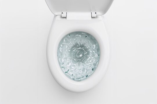 Water being flushed in the toilet bowl