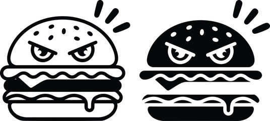 Two angry cartoon burgers facing each other with determined expressions