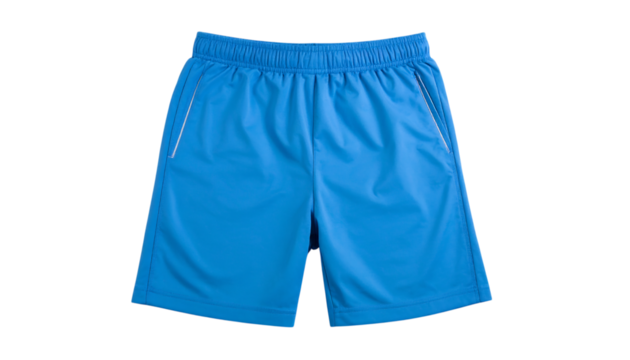Blue athletic shorts for sports, exercise on transparent background