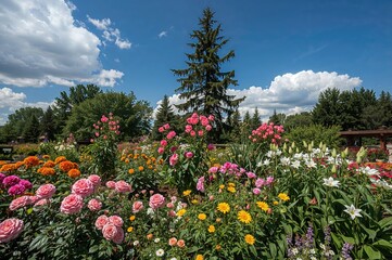 Obraz premium Flower arrangement at a botanical park