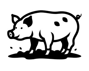 Fototapeta premium Playful Pig in Mud Whimsical Farm Animal Vector Illustration for Creative Designs