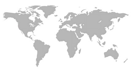 world map showing country borders isolated on white background, png, ai generated.