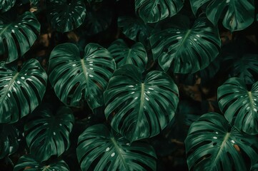 Abstract Texture Tropical Green Monstera