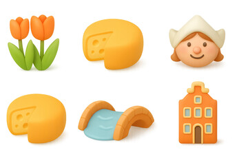 Charming icons of dutch culture: tulips, cheese, and traditional architecture