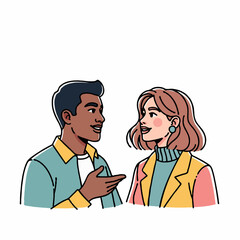 Vector illustration of a couple talking together, sharing stories, and expressing feelings with love and intimacy in a warm romantic moment