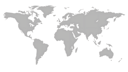 world map showing country borders isolated on white background, png, ai generated.