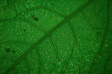 Obraz premium Close-up of verdant leaf texture with floral abstract design for summer nature themes