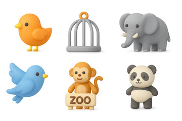 Cute 3d animal icons for kids projects and education © kilimanjaro 