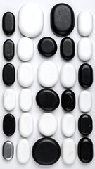 Organized black and white stones
