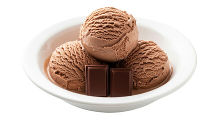 Isolated Chocolate Ice Cream Scoops in Bowl