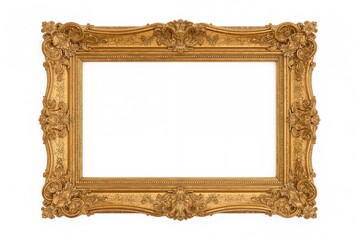 Isolated golden photo frame on a white background