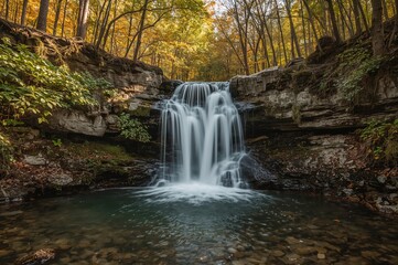 Fototapeta premium Autumn Splendor in a Forested Mountain Preserve