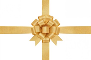 Golden ribbon bow isolated on a white background