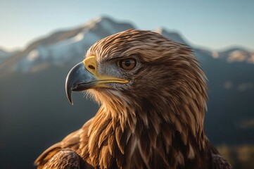 Close-up of a majestic raptor with sharp eyes and hooked beak in its natural habitat