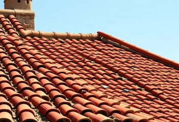 Rustic, curved terracotta roof tiles, Proven&ccedil;al style,   village,  detail
