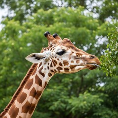 Obraz premium Giraffe eating leaves