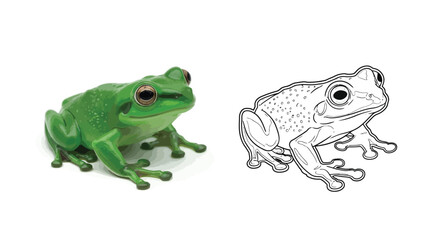 Obraz premium Amazon Emerald Glass Frog Dual Amphibian Coloring Sheet Educational Printable Design